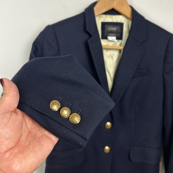 J. Crew Original Schoolboy Blazer Navy Blue Wool Blend Sz 0 - Picture 9 of 16